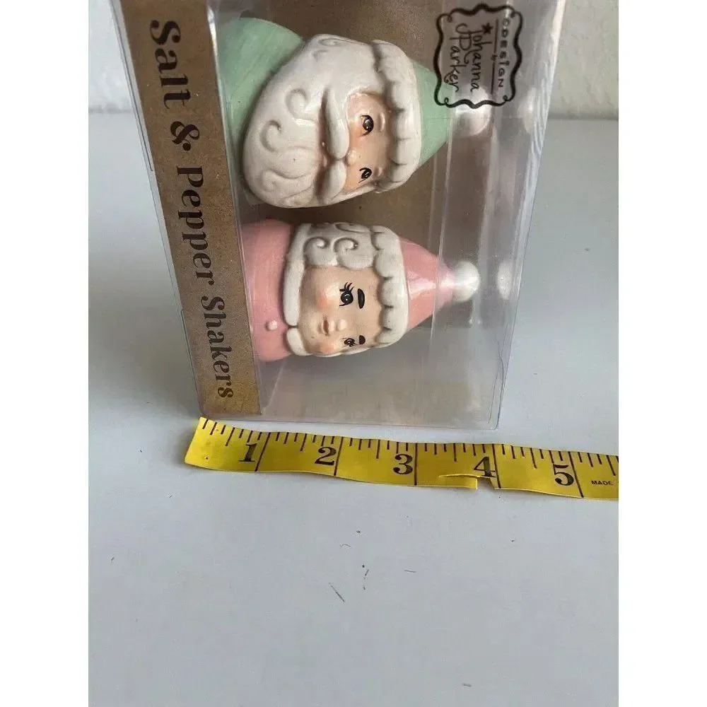 Johanna Parker Design Christmas  Mr & Mrs. Claus Santa Salt & Pepper Shakers New